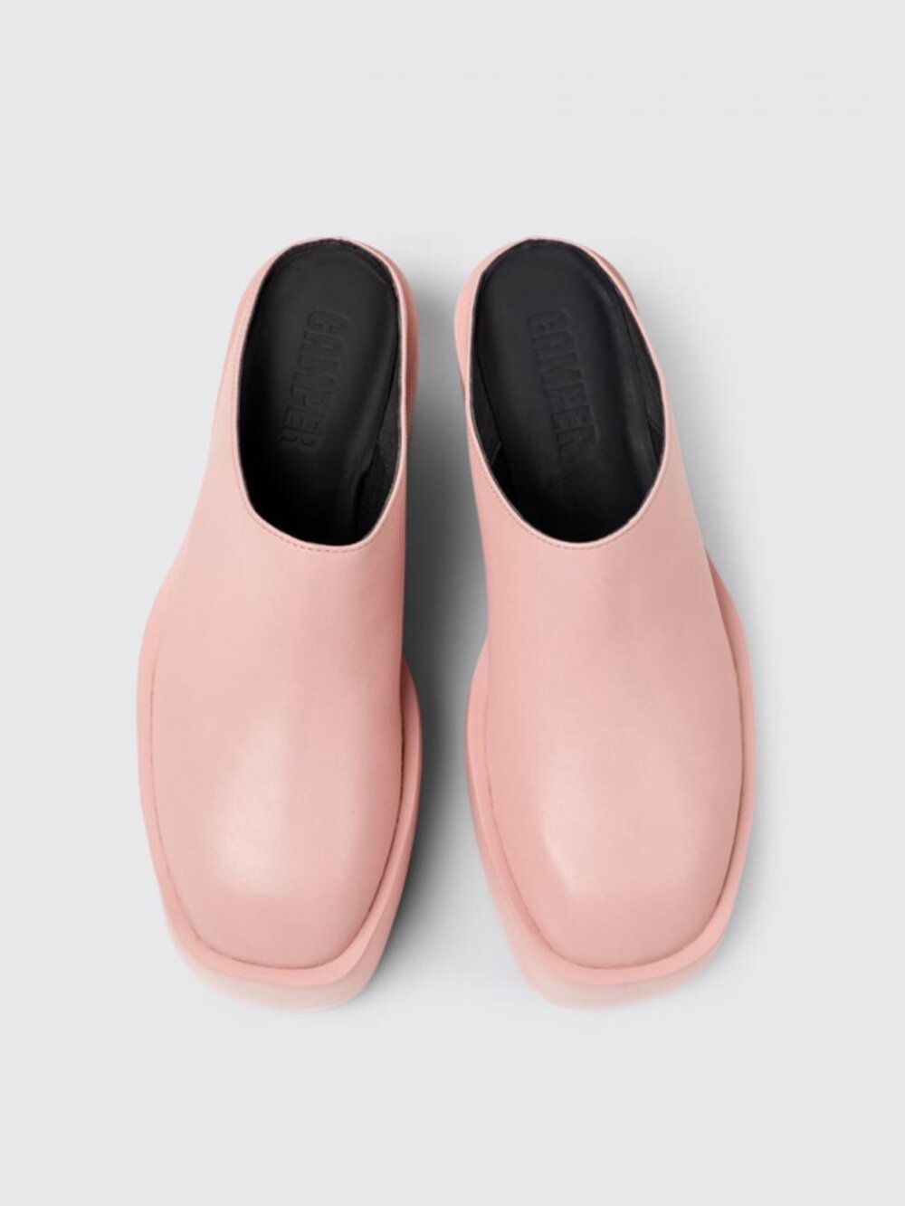 Camper Billie Pink leather clogs for women.